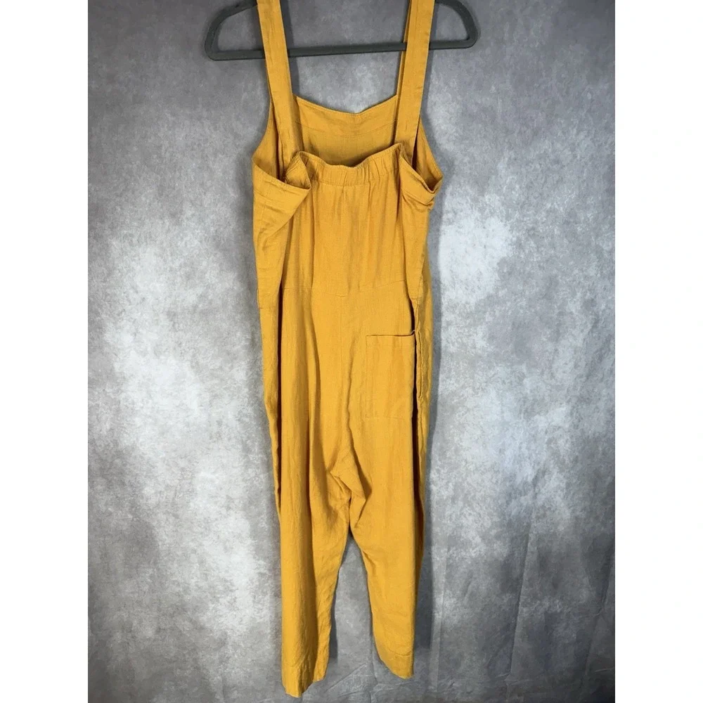 Everlane The Linen Square-Neck Jumpsuit In Goldenrod Yellow Women's Sz 10